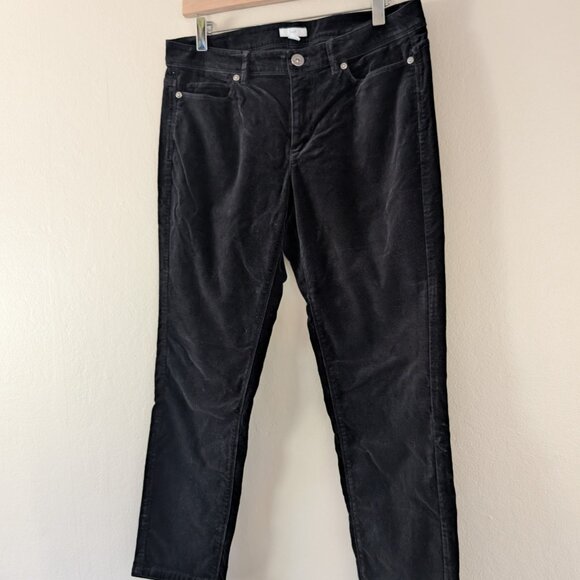 J. Jill Black Velvet Straight Leg Pants Size 8‎ Petite Classic Casual Chic - Picture 3 of 10